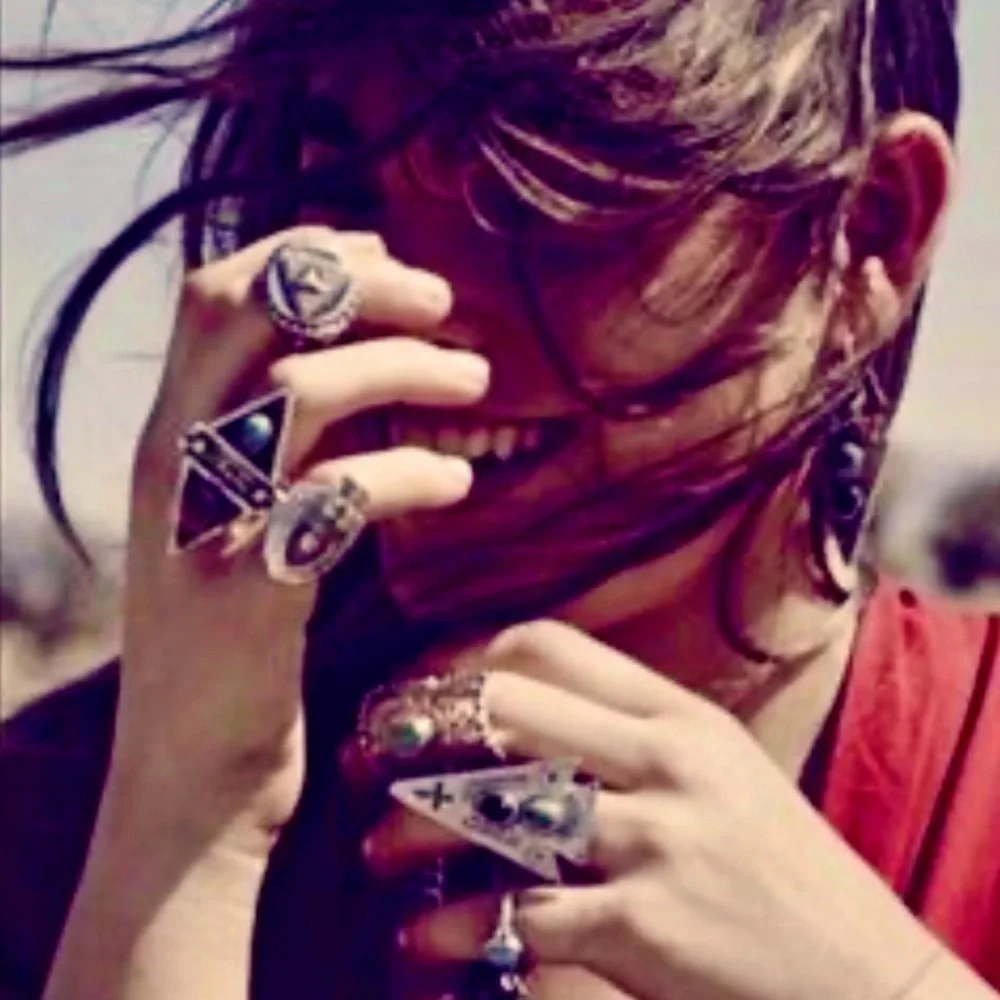Spell and the Gypsy two lovers ring brass, coral, turquoise size 8